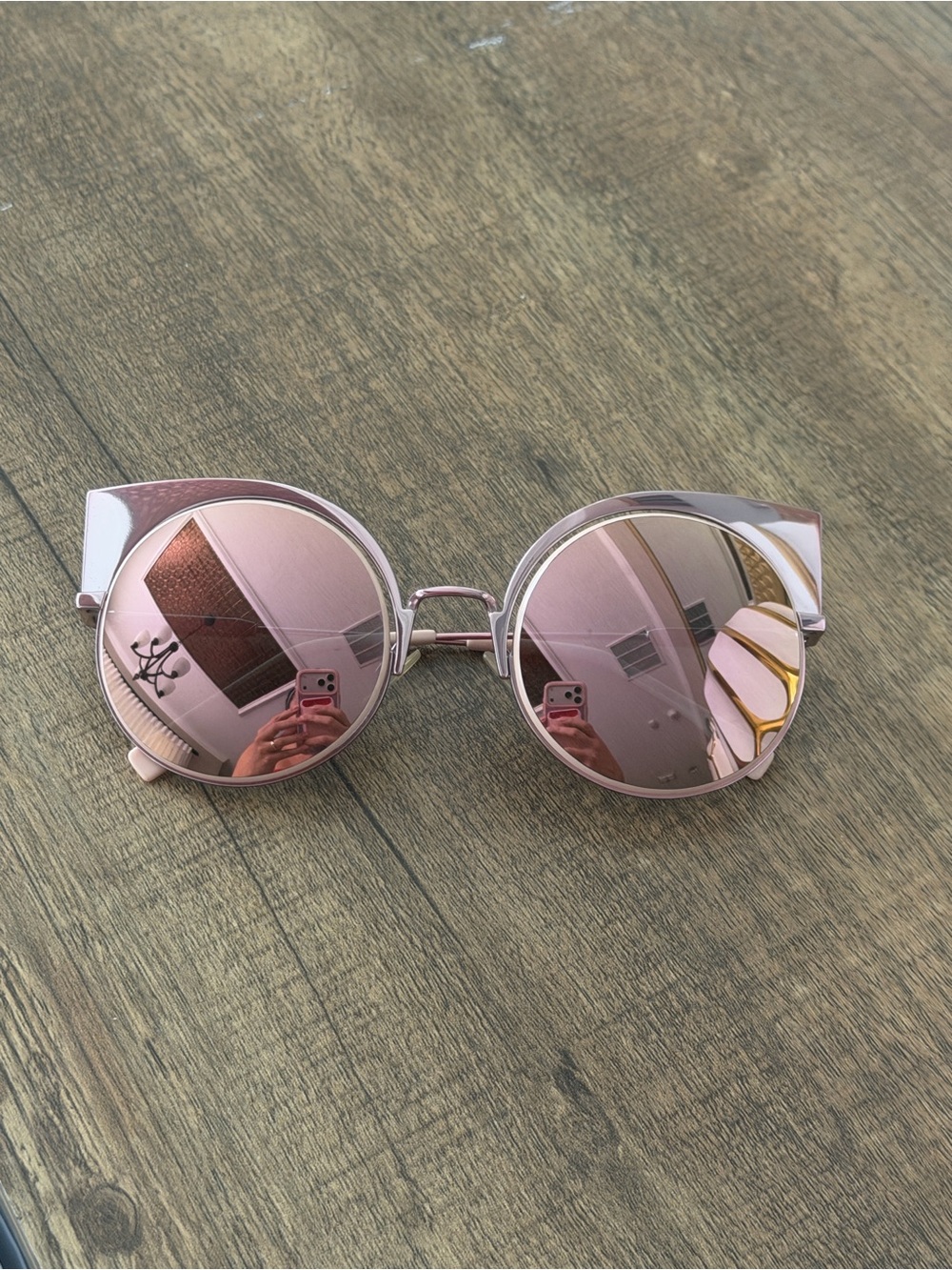 Fendi Round Pink Mirrored Women's Sunglasses